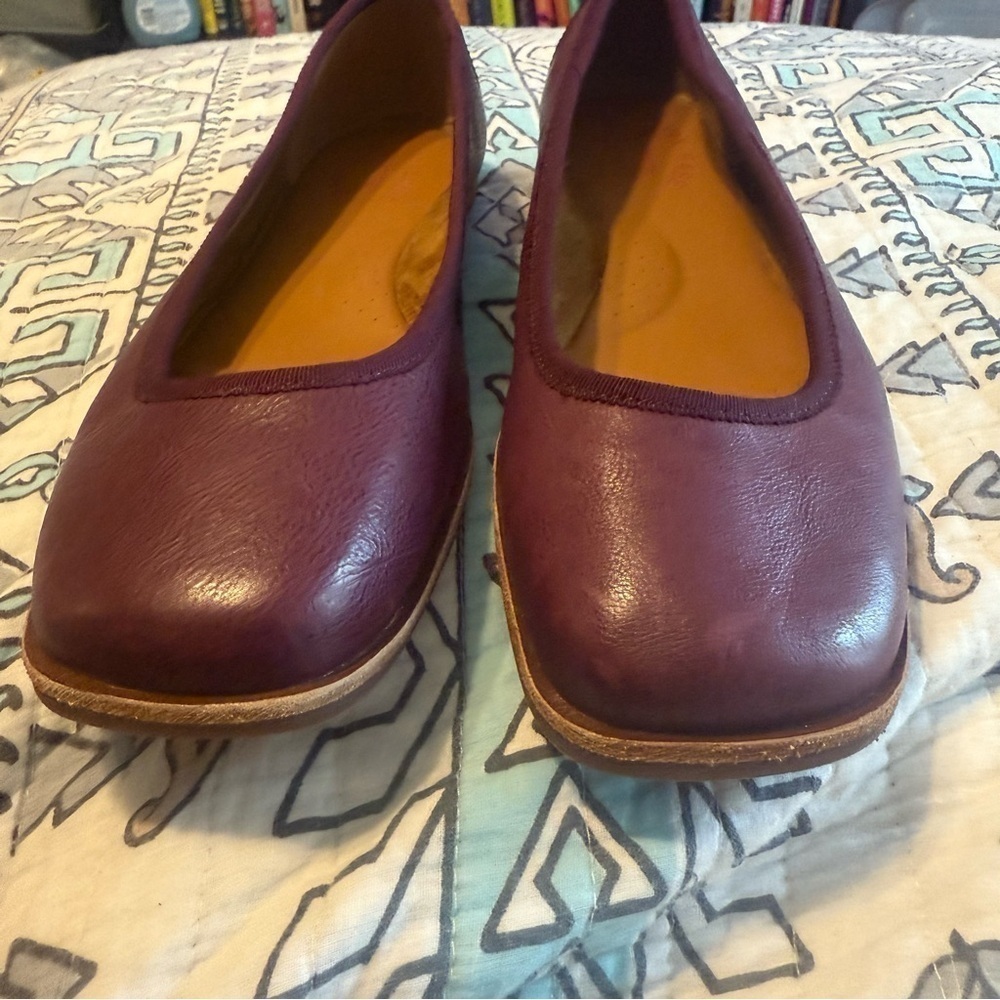 Kork-Ease Purple Leather Square Toe Palermo Slip On Ballet Flat Size 8.5 Womens - Picture 2 of 8